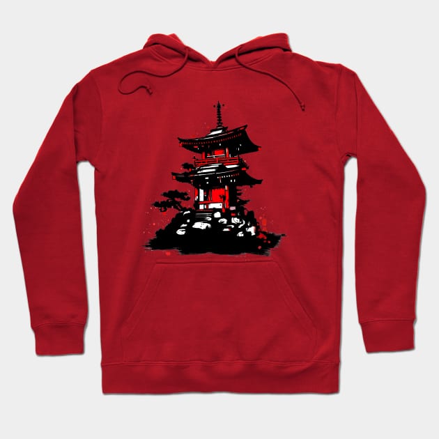 Japanese temple painting Hoodie by Ravenglow